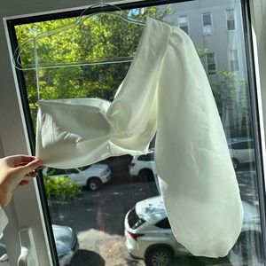 One Shoulder Puff Sleeve Crop Top